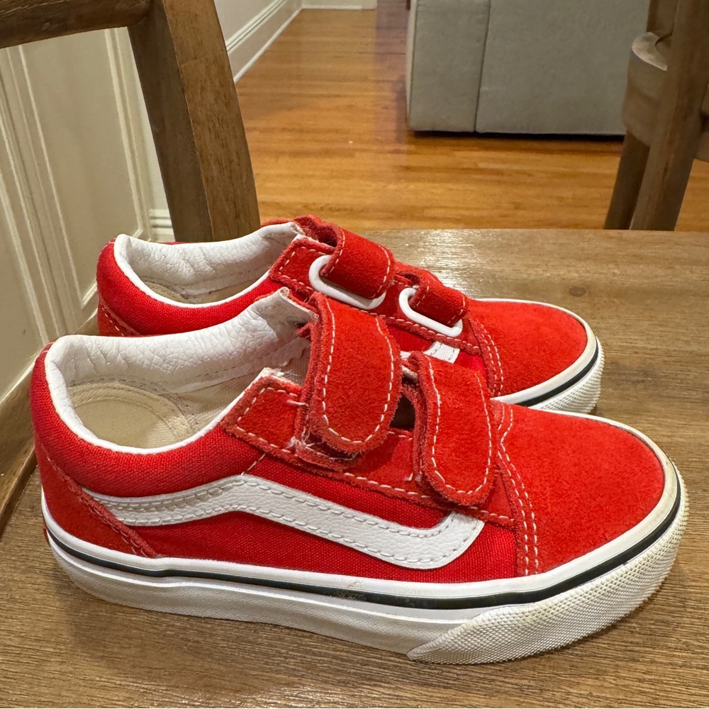 Vans Kids Red and White Sneakers